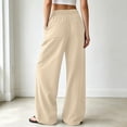 thumbnail image 4 of RUTAYY Women's Pants Loose Fit Solid Color Straight Leg Long Bottoms Casual Daily Wear with Pockets Comfortable Trendy Beach Trousers, 4 of 6
