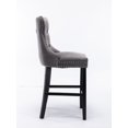 thumbnail image 5 of Contemporary Velvet Upholstered Bar Stools Set of 2, Tufted High Back Stools with Solid Wooden Legs, Leisure Style Bar Chairs for Dining Room, Island Kitchen Bar, Gray, 5 of 7