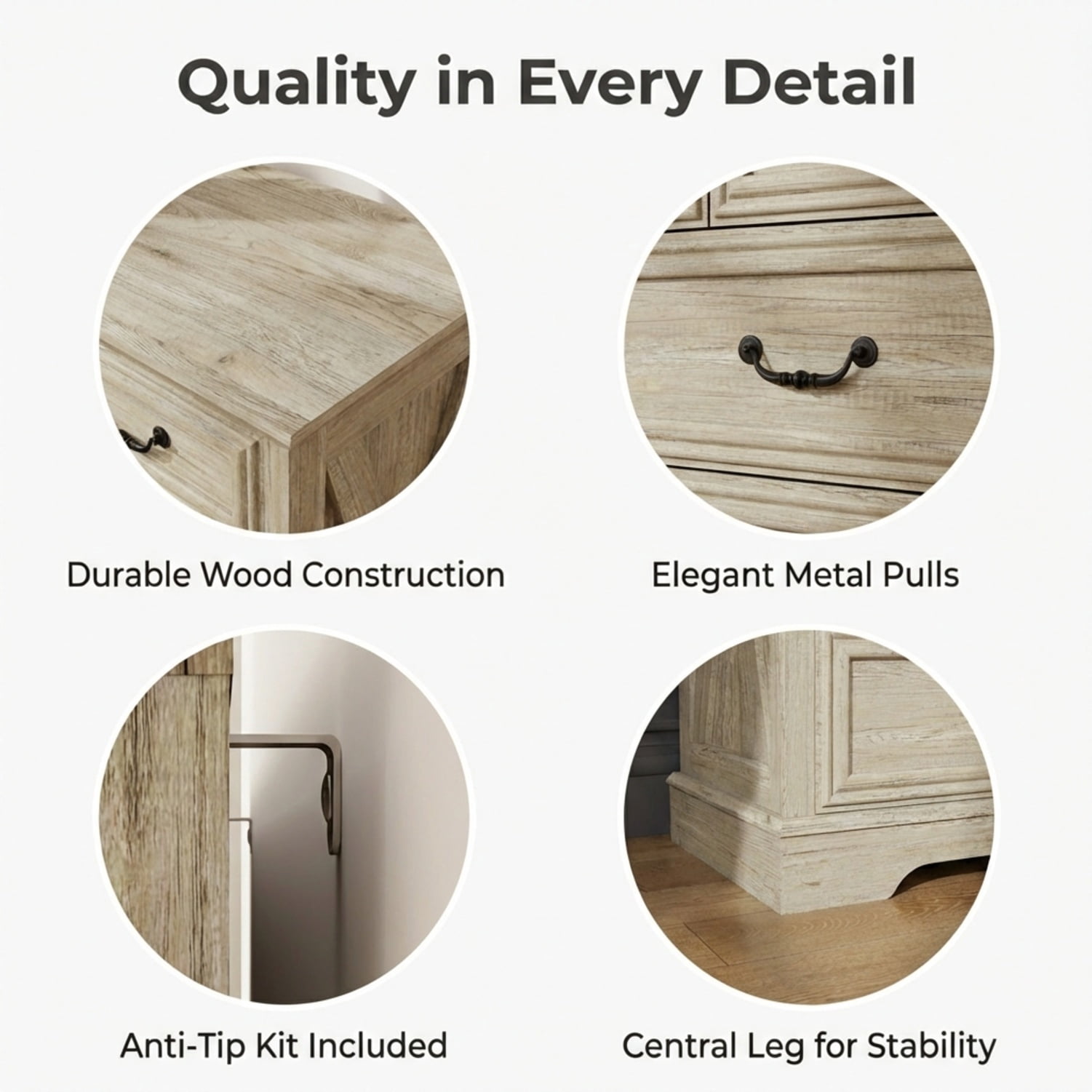 Farmhouse 9-Drawer Dresser, Rustic Wood Chest of Drawers with Large Storage, Natural Oak