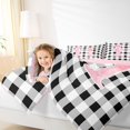 thumbnail image 3 of Manfei Ribbon Bowtie Letter Design Full Size Comforter Sets,Abstract Plaid Pattern Bedding Comforter Set,Pink Reversible,3pcs,1 Comforter and 2 Pillowcases, 3 of 7