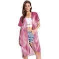 thumbnail image 2 of Pink Starry Sky Women's Swimwear Cover Up Summer Cardigan Beach Pool Cover Up Loose for Swimsuits Casual Wear, 2 of 7