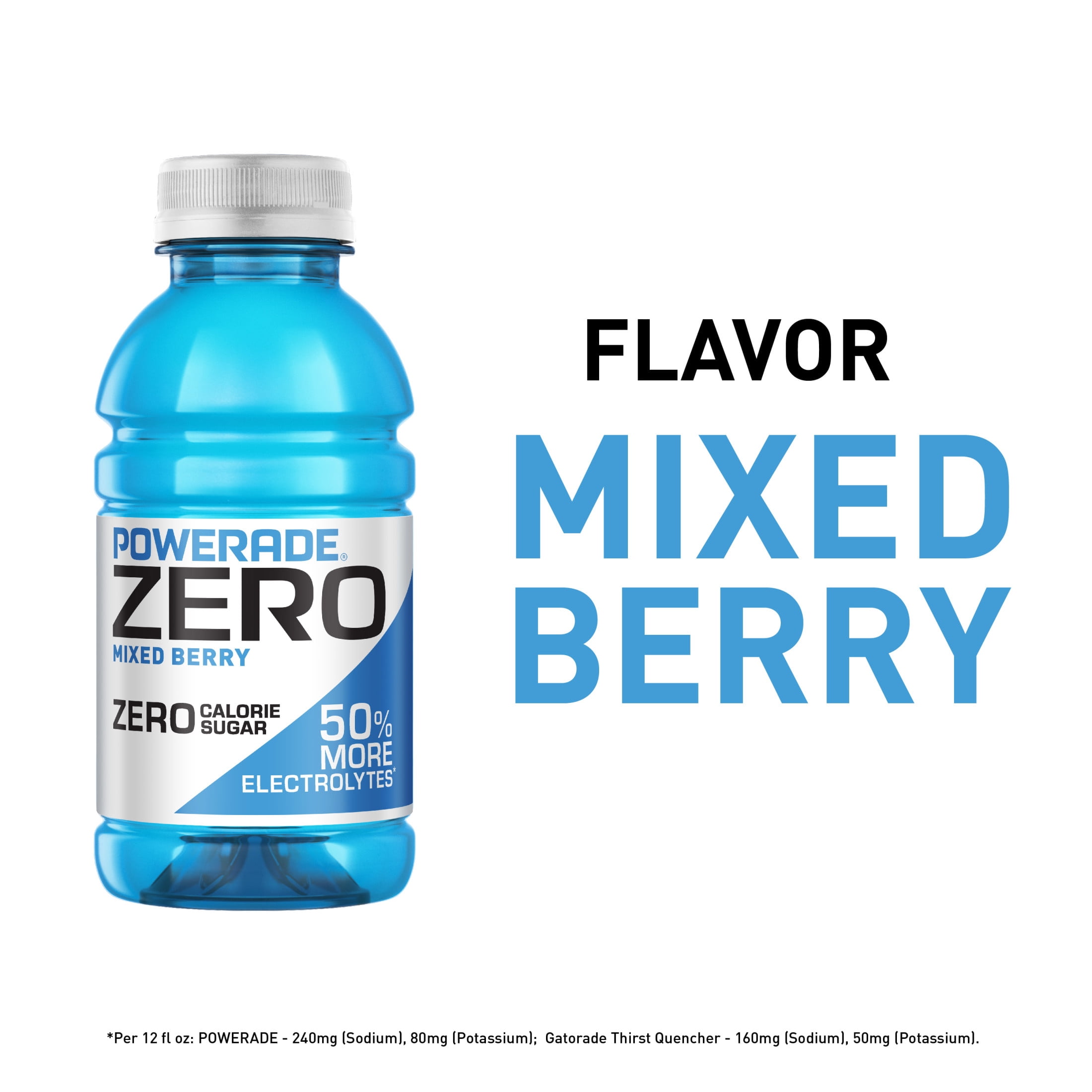 (3 pack) POWERADE Zero Sugar Mixed Berry Electrolyte Sports Drink Bottles, 12 fl oz, 8 Pack