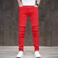 thumbnail image 3 of Printemps Automne Nouveau Slim Moto Jeans Stretch Plissée Mode Hip Hop Homme Haute Rue Pantalon Denim, 3 of 7