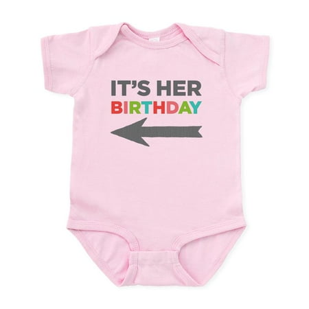 

CafePress - It s Her Birthday (Left Arrow) Baby Body Suit - Baby Light Bodysuit Size Newborn - 24 Months