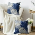 thumbnail image 3 of Blue Cream Grey Gray Pillow Covers 20X20 Inch Set of 2, Modern Dahlia Floral Print Decorative Throw Pillow Covers Outdoor Farmhouse Cushion Case for Home Couch Sofa Bed Decoration, 3 of 5
