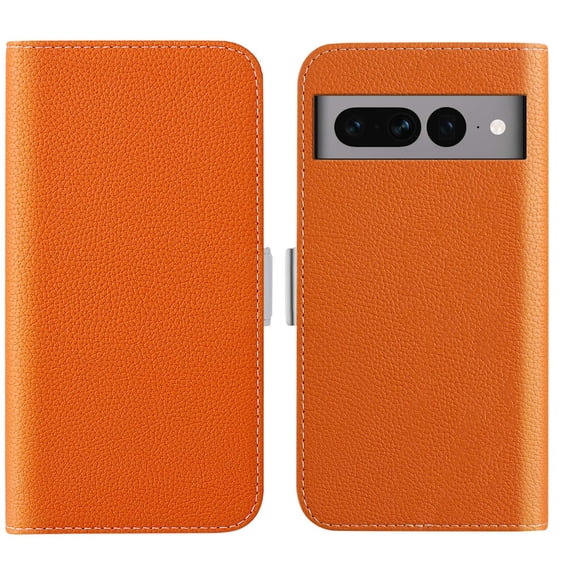 Feishell Wallet Case for Google Pixel 7 Pro,Lychee Texture PU Leather Candy Color Shockproof Protective Magnetic Flip Holder Anti-Scratch Phone Cover with ID Credit Card Slots & Cash Pocket,Orange