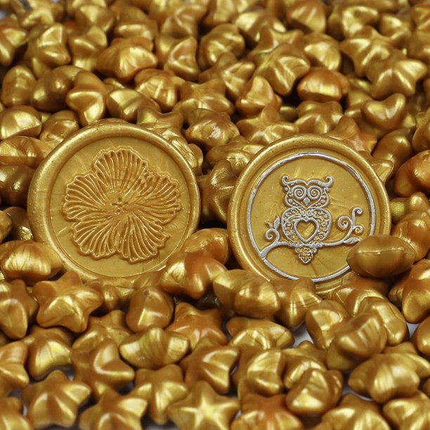Cuadros Decorativos Invitación de sobre de grano de cuentas de pintura de fuego de cera de sellado de estrella de 100 piezas (oro)