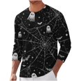 thumbnail image 5 of Enjoytime Halloween Shirts for Men Ghost Print Crew Neck Long Sleeve Pullover Top Fall Loose Casual Halloween Graphic Shirt, 5 of 5