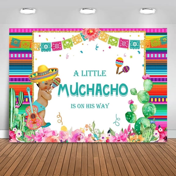 Little Muchacho Baby Shower Backdrop Fiesta Boy Baby Shower Background Mexican Cactus Baby Shower Party Cake Table Decorations Banner Photo Booth Props