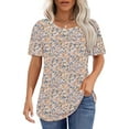 thumbnail image 3 of UVN Short Sleeve Blouse for Women Summer Dressy Casual Crewneck Shirt Pleated Tunic Tops, 3 of 8