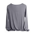Womens V Neck Shirts Soft Modal Cotton Pajama Sleep Tops Long Sleeve