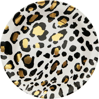 Simple modern white chic faux gold cheetah print paper napkins