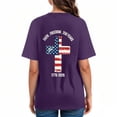 thumbnail image 6 of Leey-World 250th Anniversary Usa Shirt V Neck 4th of July Shirts Women American Flag Patriotic Shirts USA Star Stripes Graphic T Shirt Short Sleeve Summer Tees(Purple,S), 6 of 9