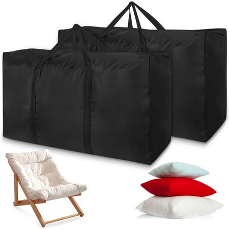 

2Pcs Patio Cushion Storage Bags Large Capacity Outdoor Dustproof Pillow Seat Cushion Cover Bags with Zipper & Handles(35 x 20 x 10’’)