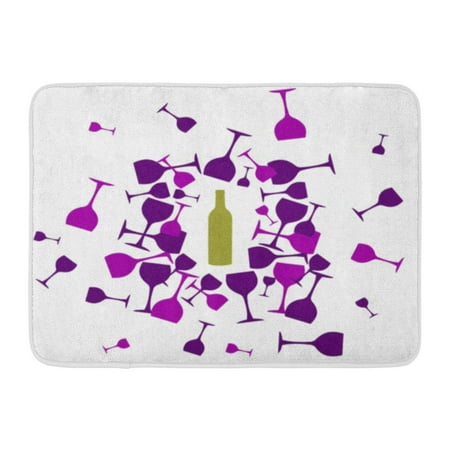 GODPOK Angle Red Glass Wine Bottle and Wineglasses Green and Purple Silhouettes on White Alcohol Assistance Rug Doormat Bath Mat 23.6x15.7