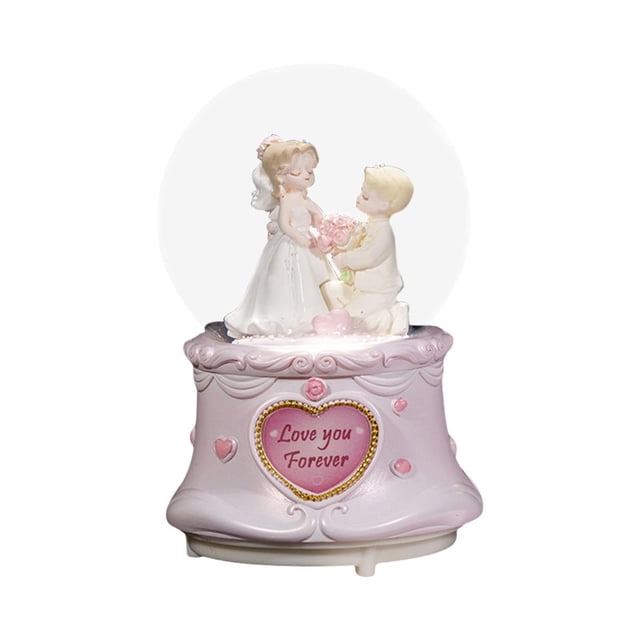 deevoka Couple Wedding Crystal Ball Desktop Ornament Collection Send Wedding Musical Toy style A