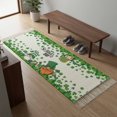 thumbnail image 5 of Area Rug with Tassels 2' x 5', Happy St. Patrick's Day Clovers Gnome with Hat Kitchen Runner Rug for Hallway Bedroom Throw Rugs, Green Plants on White Soft Door Mat for Bathroom Entrance Living Room, 5 of 9