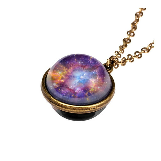 Planeta Cúpula Doble El Sistema Galaxia Vidrio Brillo en la Oscuridad Collar Colgante Collares Colgantes