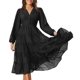 thumbnail image 5 of Vestido de manga larga con cuello en V Vestido de mujer con volantes y capas Traje de vacaciones informal, 5 of 6