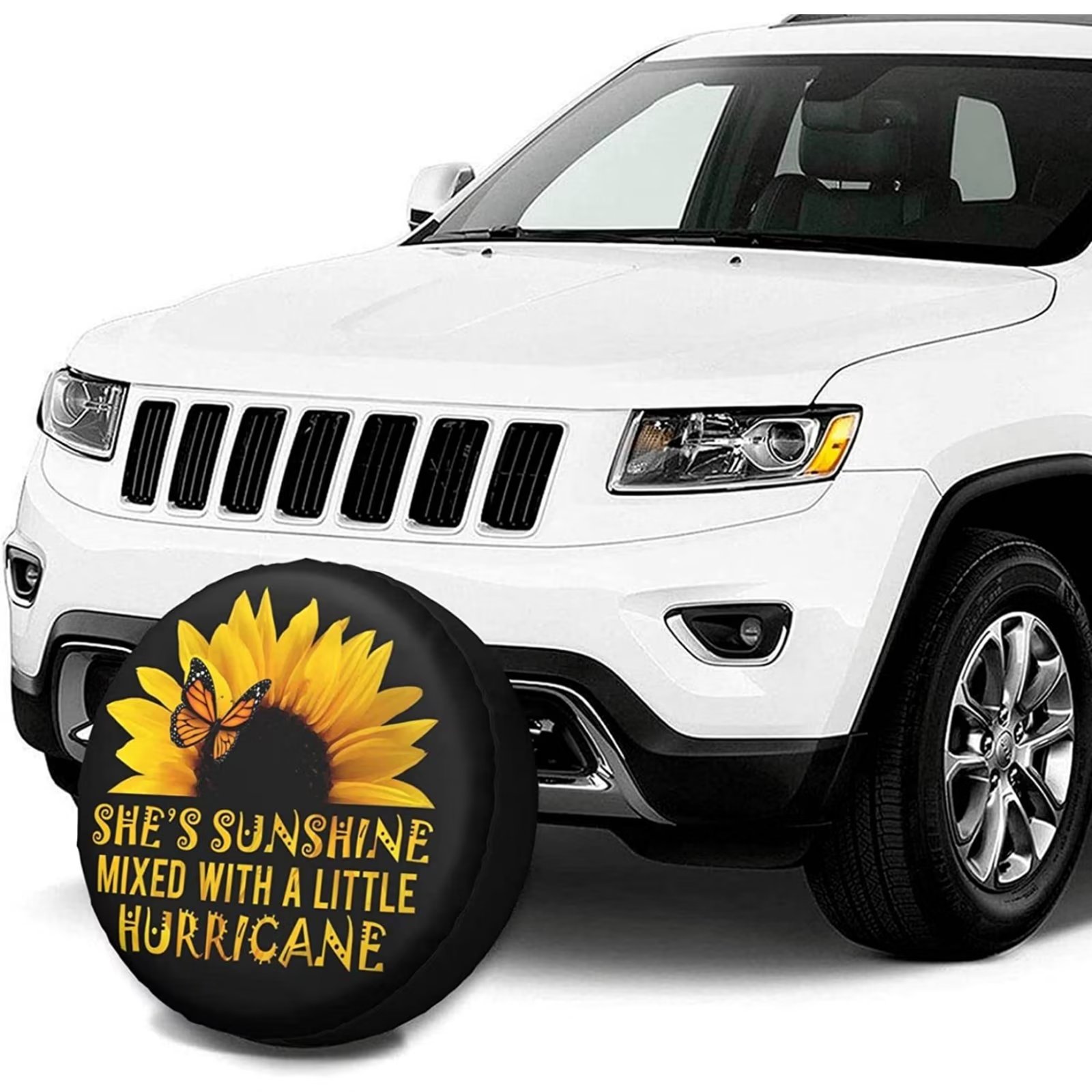 Butterfly and Sunflower She is Sunshine Spare Tire Cover Universal Fit for  Jeep Wrangler Rv SUV Truck Travel Trailer and Many Vehicles 14