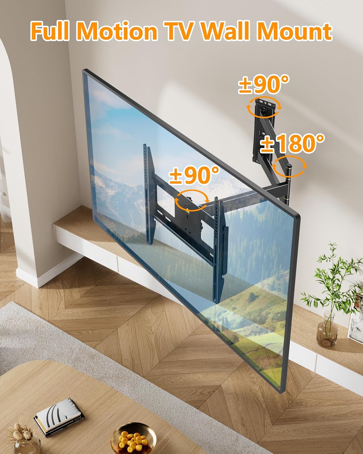 FORGING MOUNT Corner TV Wall Mount Long Arm TV Mount for 23"-65" TVs, Full Motion TV Wall Mount with 33" of Smooth Extension, Holds 99lbs, Max 400X400mm