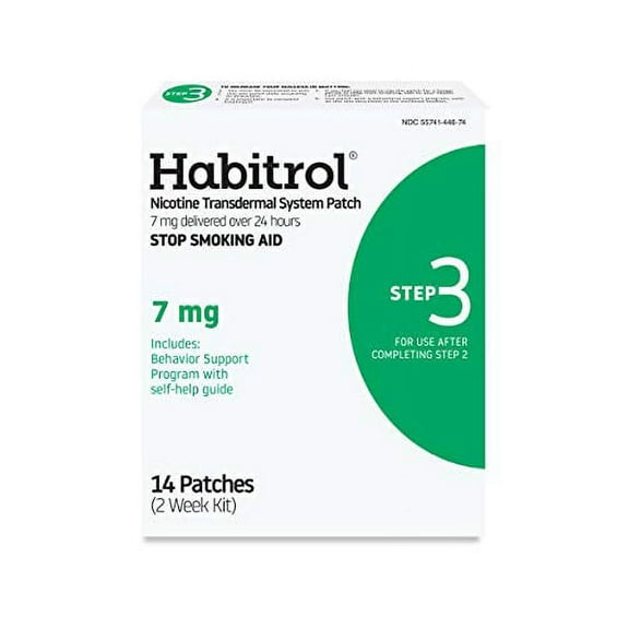 Habitrol Nicotine Transdermal System Patch | Stop Smoking Aid | Step 3 (7 mg) | 14 Patches | (2 Week Kit) | Packaging May Vary