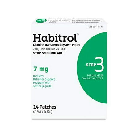 Habitrol Nicotine Transdermal System Patch | Stop Smoking Aid | Step 3 (7 mg) | 14 Patches | (2 Week Kit) | Packaging May Vary