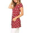 thumbnail image 3 of Women's Relaxed Fit Short Sleeve Polka Dot Round Neck Casual Pockets Blouse Top, 3 of 5