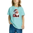 thumbnail image 3 of Odeerbi Kids Boys Girls Christmas T-shirt Christmas Print Casual Short Sleeve Tops Shirt Kids Clothes Mint Green, 3 of 4