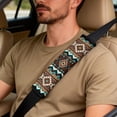 thumbnail image 4 of Xoenoiee Geometric Navajo Ethnic Tribe Print Faux Leather Interior Accessories Set of 5, Waterproof Car Seat Cover Car Seatbelt Cover Armrest Cover Pad Universal Fit Truck SUV, 4 of 7