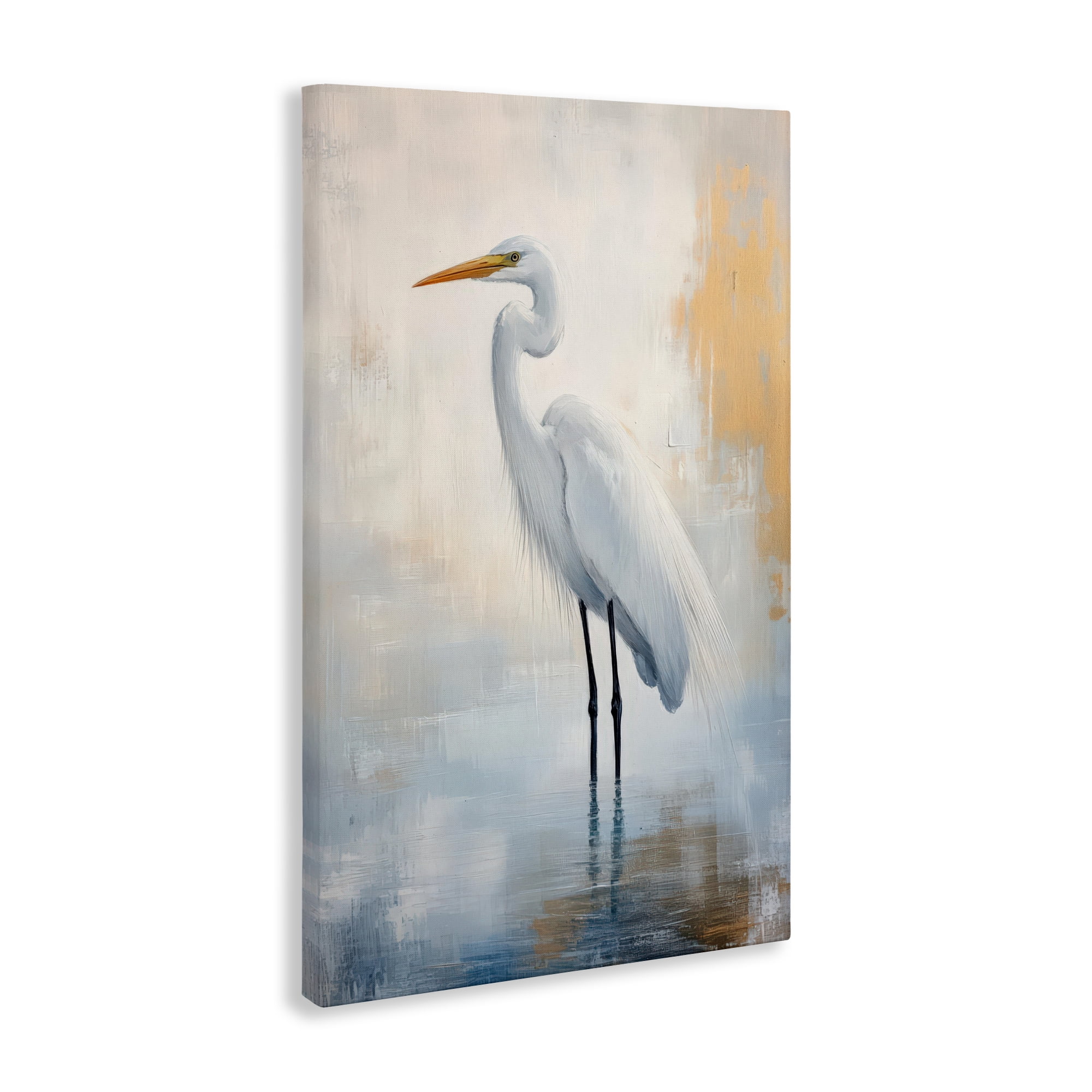 Stupell Industries Distressed Egret with Misty Reflection Canvas Wall Art, design by Petal Prints Design
