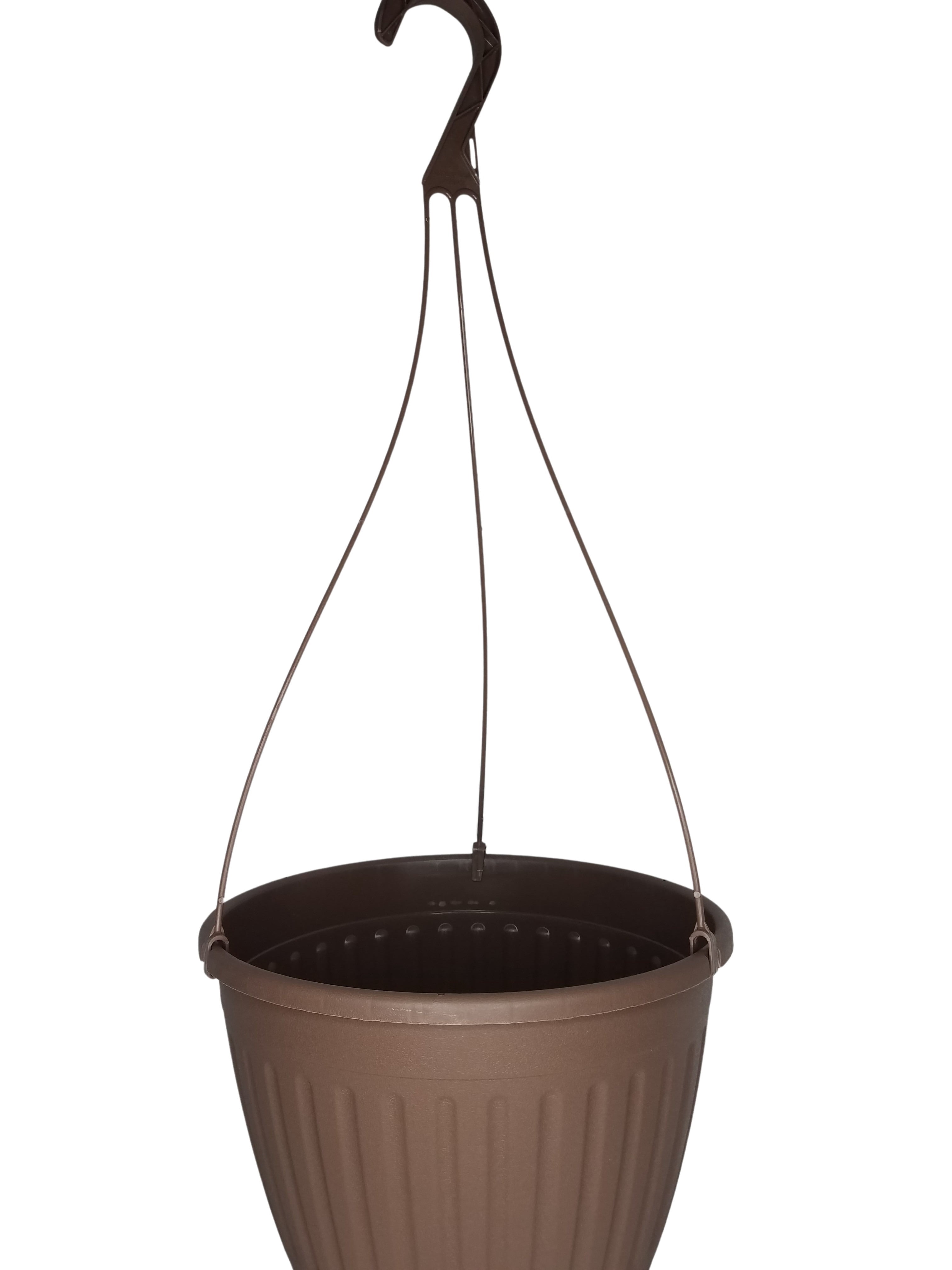 Landmark Plastic 10" Brown Imperial Hanging Basket Planter, Set of 10
