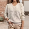 thumbnail image 2 of Tnhcen Women's Casual Long-Sleeve Pullover Sweater Solid Color Loose Fit Basic Style Simple V-Neck Polyester Soft Comfortable S-XL, 2 of 5