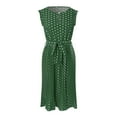 thumbnail image 4 of Sngxgn Womens Cotton Short Sleeve Casual Loose Crew Neck Beach Dress(Green,XL), 4 of 6
