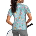 thumbnail image 2 of COEQINE 1/4 Zip Golf Shirts for Women Short Sleeve V Neck Workout Golf Tops Easter Egg Tulip Butterfly Print Lightweight Polo Shirts Pullover Quick Dry Fit Athletic Tops, L, 2 of 7