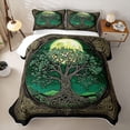 thumbnail image 2 of Homewish Bohemian Tree Of Life Twin Quilt Set,Black Gold Green Twin Coverlet Set,2-Piece, 2 of 7