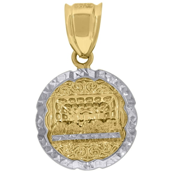 10k Two-Tone Gold Mens Religious Last Supper Medallion Charm Pendant