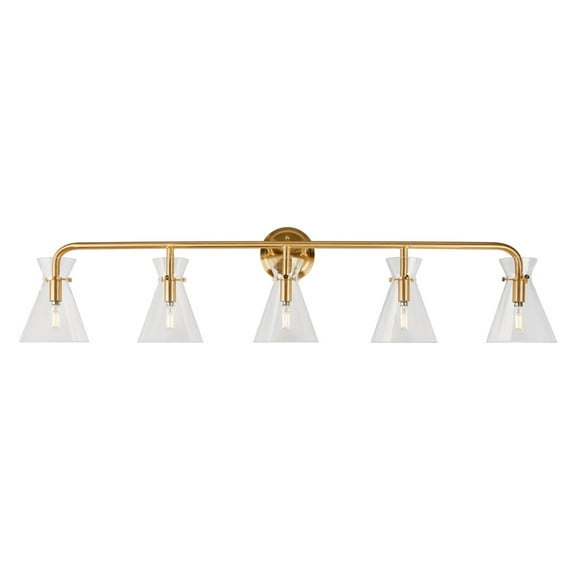 Beaker 5-Light Soft Gold Bath Vanity Light with Clear Glass - Soft Gold