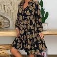 thumbnail image 3 of Birdeem Robe Courte Décontractée pour Femmes, Grande Taille, Ample, à Imprimé, à Manches Longues, à Col en V, à Boutons, 3 of 9