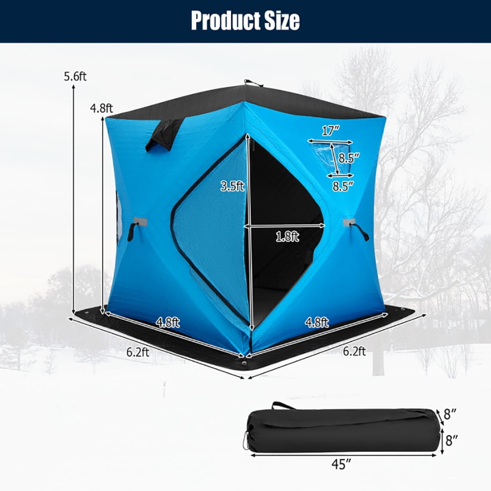 Aimee Lii Portable 2 Person Ice Shanty with Cotton Padded Walls, Oversize Privacy Tent, Easy Set Up Privacy Shelter, Blue Aimee Lii Portable 2 Person Ice Shanty with Cotton Padded Walls, Oversize Privacy Tent, Easy Set Up Privacy Shelter, Blue