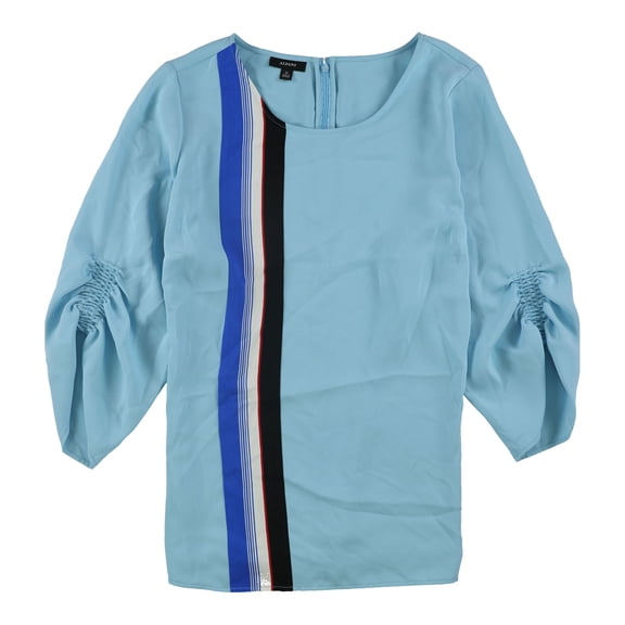 Alfani Womens Smock-Sleeve Pullover Blouse, Blue, Plus Size, 1X