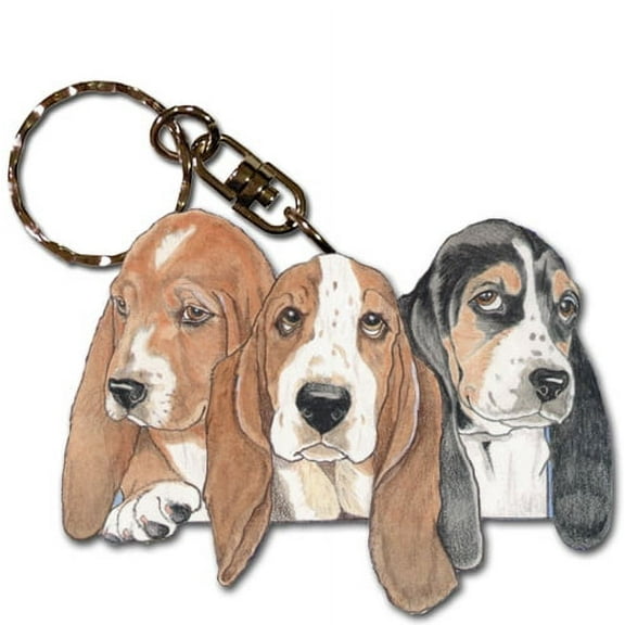 Basset Hound Keychain, Souvenir Key Holder, Dog Charm Tag, Pet Key Rings, Craft Ornaments, Wooden Die-Cut