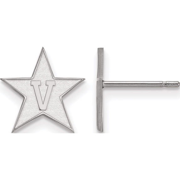 10K White Gold 10Kw Logoart Vanderbilt University Small Post Earrings (12 X 12) Made In United States 1w004vau