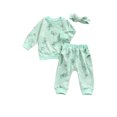thumbnail image 2 of Bagilaanoe 3pcs Newborn Baby Girl Long Pants Set Floral Print Long Sleeve Pullover Tops + Trousers + Headwear 6M 12M 18M 24M Infant Casual Outfits, 2 of 7