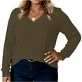 thumbnail image 2 of Women Plus Size Sweaters Cable Knit Long Sleeve V Neck Sweaters Tops Casual Soft Loose Fit Pullover Sweater, 2 of 4