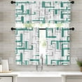 thumbnail image 1 of 36 Inch Kitchen Curtains Teal and Grey Geometric Abstract Art Window Curtains and Valances Set of 3, White Modern Art Background Short Tier Curtain for Kitchen,Vintage Small Kitchen Decor, 1 of 5