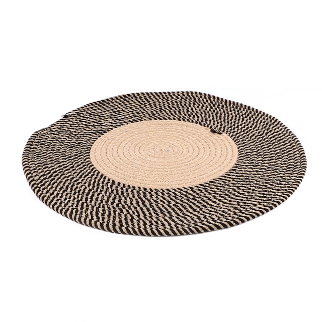 Jute Round Rug, Retro Style Reversible Carpet Round, Hand Braided Circle Rug for Living Room, Bedroom, Kitchen, Hallway, Suitable for Dog and Cat Carpet