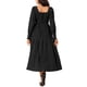 thumbnail image 3 of INSPIRE CHIC Vestido midi fluido de manga larga con escote cuadrado y cintura fruncida para mujer, elegante y casual, vestido de capas en negro, 3 of 6