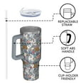thumbnail image 4 of OBREWU Bulldog Dog and Flower Florals Tumbler with Handle and Lid,Bulldog Dog and Flower Florals 40oz Double Wall Vacuum Insulated Tumbler,Cups Gift for Women and Men, 4 of 7