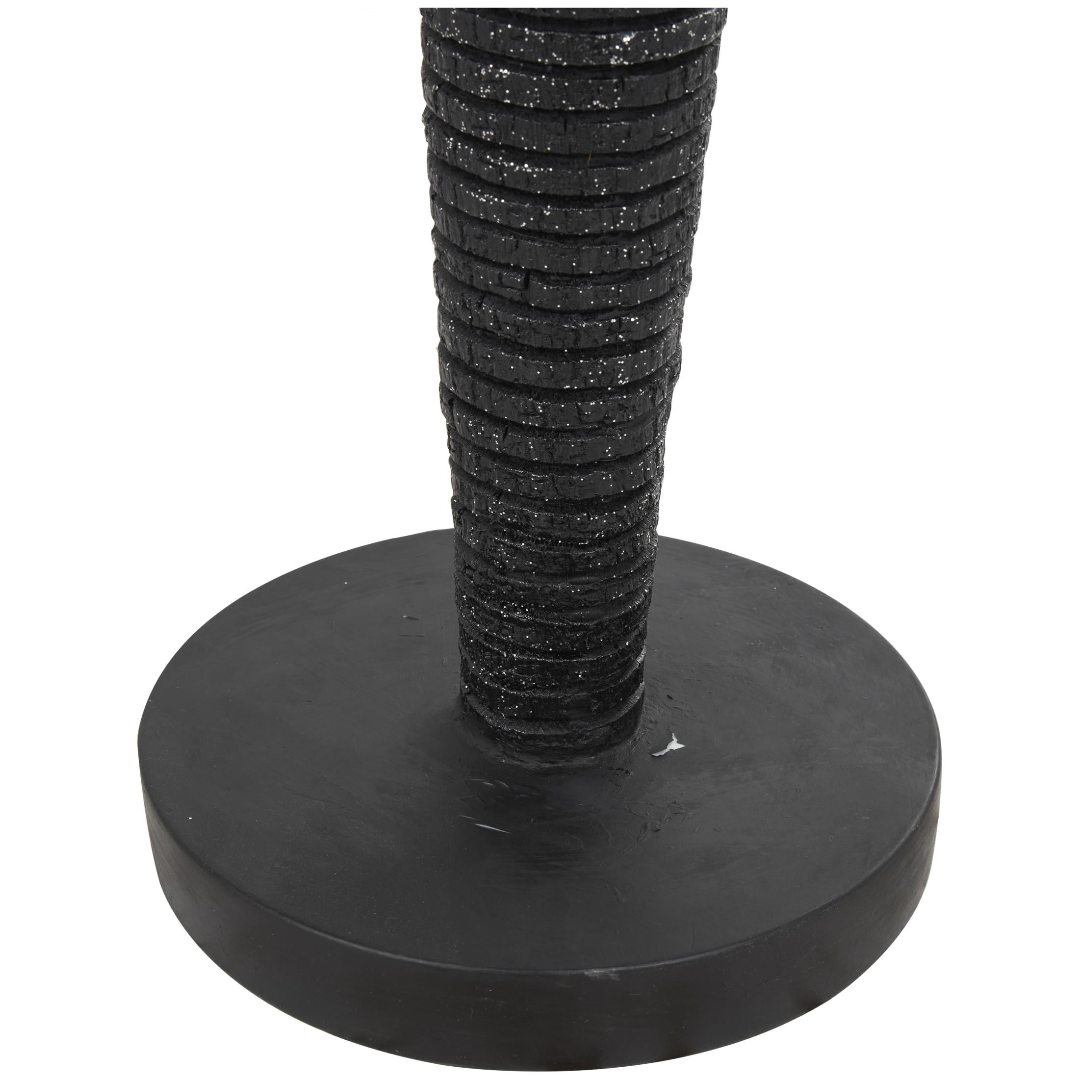 8" x 43" Black Polyresin Tall Slim Figure People Sculpture with Ribbed Body and Glitter Accents, by DecMode